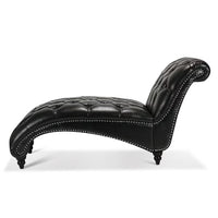 Tufted Chaise Lounge Indoor, Leisure Accent Chair PU Leather Couch, Modern Chaise Lounge Chair, Tufted Armless Chaise Lounge, for Bedroom Living Room Office, Black