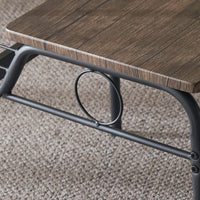 Dinning Table Set for 6, Rectangular Kitchen Table and Chairs Set, Bench, Industrial Steel Frame & Storage Rack, Dining Room, Dinette, Breakfast Nook Small Space (Deep Elm)