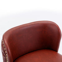 PU Swivel Counter Height Stools Set of 2, PU Leather Upholstered Bar Stool Adjustable Bar Height Kitchen Island Stool Chairs Buttun Tufted with Metal Legs (Burgundy)