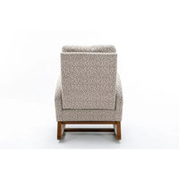 Modern Rocking Chair with Side Pocket, Upholstered Nursery Glider Rocker for Baby and Kids, High Back Accent Armchair for Living Room Bedroom Office, Hold up to 300lbs, Leopard Gray