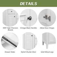 36" Bathroom Vanity Without Sink, Free Standing Single Bathroom Vanity with Two Cabinets and Five Drawers, Solid Wood Frame Bathroom Vanity Cabinet with Soft Closing Louvered Doors, White