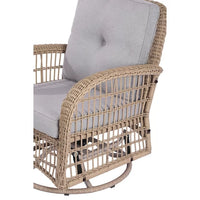 Single Outdoor Rattan Rocker Chair, 360 Degree Patio Swivel Glider Chair with Removable Cushion Cover, Outdoor Rocking Swivel Chair for Outside Deck Porch Garden, Slide Back and Forth