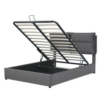 Platform Bed Frame with Storage Underneath,Queen Size Lift Up Storage Bed with Tufted Headboard,Gas Lift Storage Bed Upholstered Platform Bed with Hydraulic Storage System for Bedroom Dorm,Gray