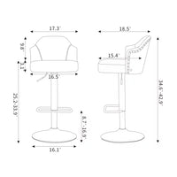 Adjustable Swivel Bar Stools Set of 2,Counter Heigh Bar Stools with Back,fabric Bar Stool for Kitchen Island,Upholstered Pub Stools with Footrest,Armless Dining Chairs for Bar(Dark Gray)
