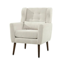 37.6 Inch Chenille Accent Chair, Modern Wing Chair with Upholstered Cushion and Pillow, Comfy Lounge Armchair for Living Room, Bedroom, Office, Beige