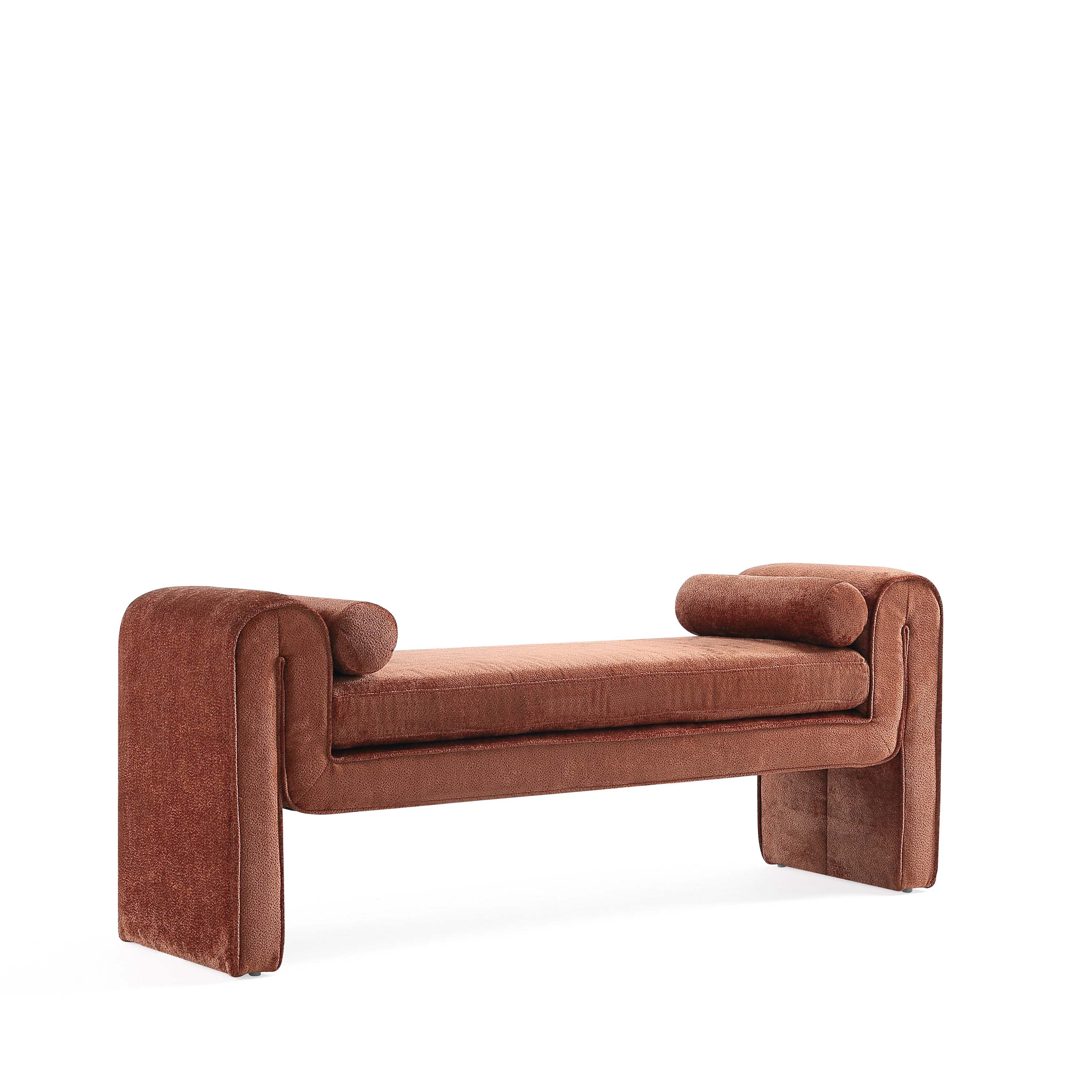 Triple Tree Chenille Accent Bench in Terracotta