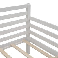 Full Size Daybed, Wooden Daybed Frame with Hollow Backrest and Armrests, Multifunctional Paltform Sofa Bed with Premium Wood Slats Support and Underbed Storage, No Box Spring Needed, White