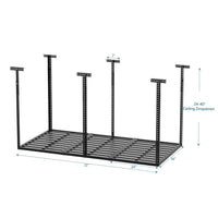 3x6ft Overhead Garage Storage Rack, 750LBS Weight Capacity, Adjustable Ceiling Mounted Storage Racks Heavy Duty, Hanging Garage Storage, 36"W x 72"L x (24-40 Ceiling Dropdown), Black