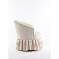 Swivel Accent Chair, Linen Fabric Barrel Chair Auditorium Chair With Pleated Skirt, 360 Degree Swivel Comfy Accent Sofa Armchair For Living Room Bedroom Auditorium Lounge Hotel, Beige
