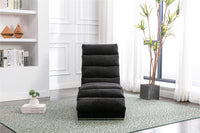 Electric Massage Chaise Lounge, Linen Indoor Lounger with Remote Control and Side Pocket, Ergonomic Indoor Royal Chair for Office, Living Room, Bedrooom, Black