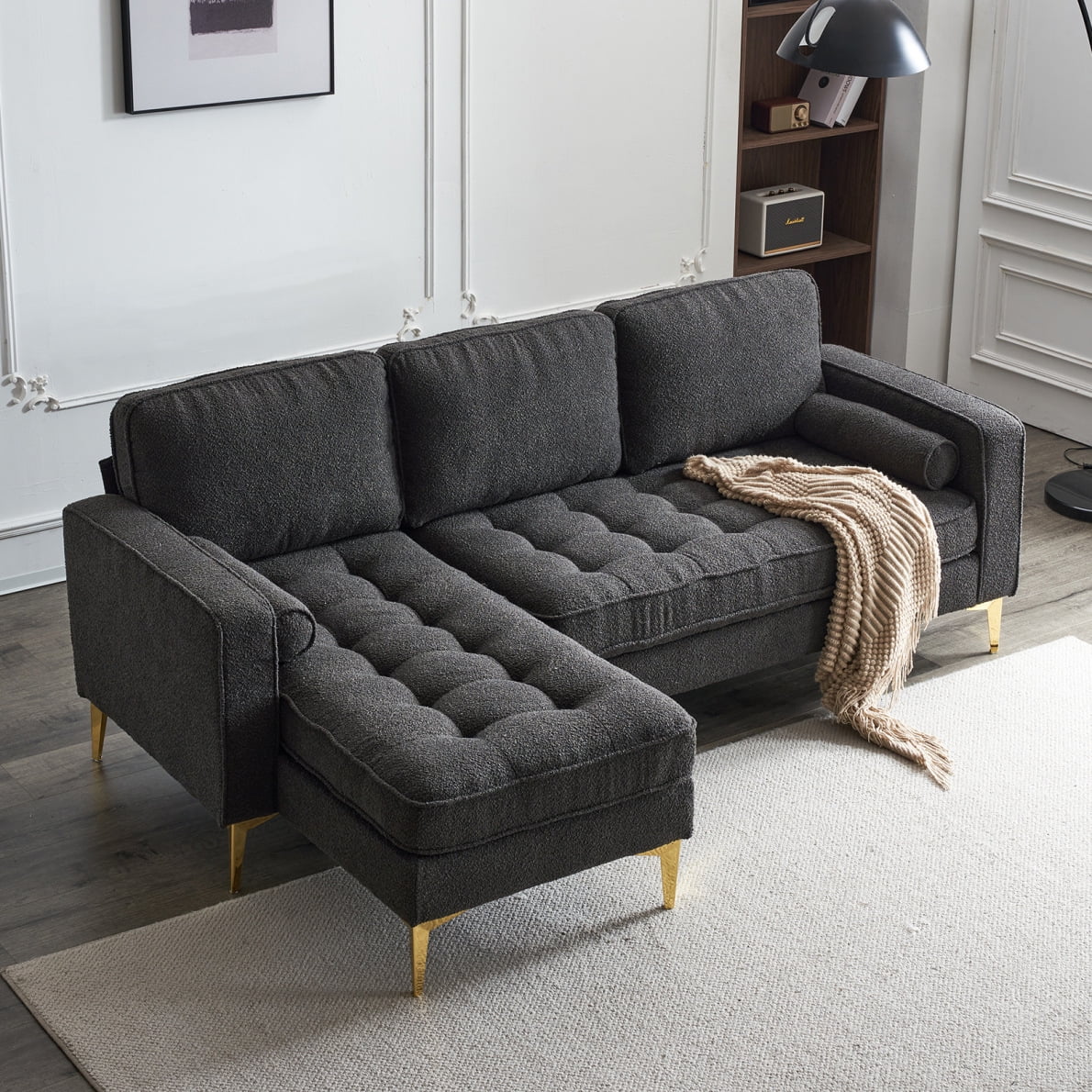 Small space sectional sofa with reversible chaise discount