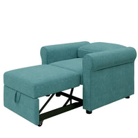3-in-1 Sleeper Sofa Chair Bed, Comfy Linen Single Convertible Chair Bed, Adjustable Chair with Thickened Cushion, Modern Multi-Functional Sleeper Chair Lounge Chair for Living Room, Apartment, Teal