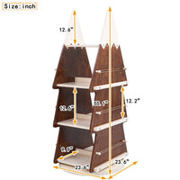 Christmas Rotating Bookshelf,Wooden 4 Tier Storage Rack,360° Display Bookcase Storage Shelves for Study Room,Walnut+Cream