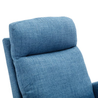 Upholstered Nursery Rocking Chair Indoor, Accent Glider Rocker with Headrest, Side Pockets and Wood Base, Comfy Lounge Single Sofa Chair for Living Room, Bedroom, Weight Capacity 300 Pounds, Blue
