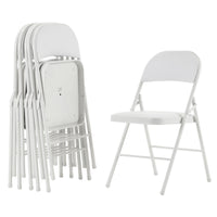 6pcs Folding Chairs with Padded Seats, Fold up Event Chair, Portable Stackable Commercial Chairs with Iron Frame, 330lbs Weight Capacity, for Convention & Exhibition, White