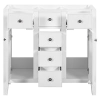 36" Bathroom Vanity Without Sink, Free Standing Single Bathroom Vanity with Two Cabinets and Five Drawers, Solid Wood Frame Bathroom Vanity Cabinet with Soft Closing Louvered Doors, White