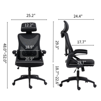 Ergonomic Office Chair, Desk Chair with Adjustable Height and Swivel Wheels, Home Mesh Computer Chair with Lumbar Support, Headrest and Armrest for Home, Study and Working, Black