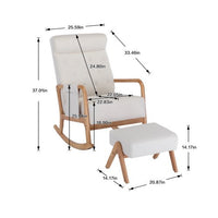 Rocking Chair With Ottoman and Side Pocket,Upholstered Accent Chair with Foot Stool, Glider Rocker Chair with Thick Padded Cushion and High Backrest,Lounge Chair for Living Room Bedroom Nursery