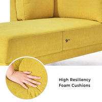 65" Corner Lounge Chair, Mid-Century Modern Fabric Upholstered Indoor Chaise Lounge for Bedroom,Office, Small Living Room & Apartment, Yellow (Left Armrest)