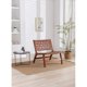 Accent Chairs for Living Room, Single Rattan Lounge Reading Chair with Solid Wood Frame, Mid Century Modern Wood Chairs, Rustic Side Chair with Cane Back for Bedroom Office, Pool Sun Chairs, Brown