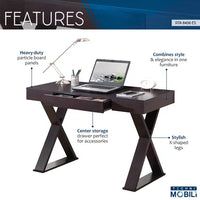 Writing Computer Desk, 48 inch Modern Study Table, Makeup Vanity Wooden Console Table with Storage Drawers & Strong X Legs(Espresso)