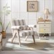 Accent Chair, Modern Upholstered Armchair with KD Rubber Wood Legs, Lounge Reading Chair with Lumbar Pillow, for Living Room Bedroom, Grey Stripe