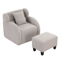 Swivel Accent Chair with Ottoman,360 Degrees Swivel Barrel Chair with Square Footstool,Teddy Short Plush Velvet Armchair,Comfy Lounge Chair Living Room Chair for Living Room Bedroom Office,Gray
