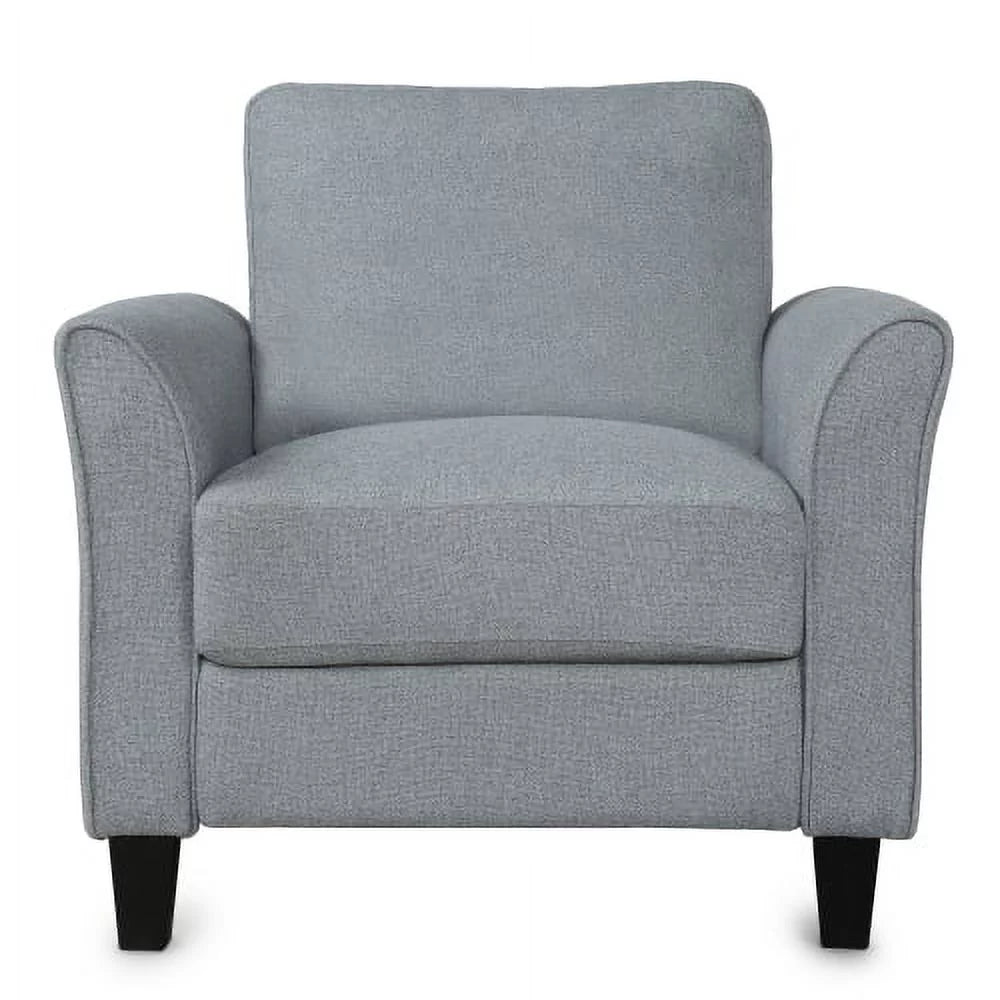 Accent Chair, Modern Linen Upholstered Armchair Club Chair with Double Thickened Cushions Pad and Sturdy Legs, Mid-Century Single Sofa Chair for Living Room, Bedroom, Dark Gray
