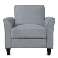 Accent Chair, Modern Linen Upholstered Armchair Club Chair with Double Thickened Cushions Pad and Sturdy Legs, Mid-Century Single Sofa Chair for Living Room, Bedroom, Dark Gray