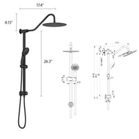 10 Inch Shower System with 5 Function Rain Hand Shower, 26.3" Slide Bar Shower Head Combo, Matte Black