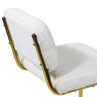 Mid-Century Modern Bar Stools Set of 2,Counter Height Bar Stools with Gold Metal Chrome Base,Upholstered Boucle Fabric Armless Barstools for Dining Room,Kitchen,Ivory