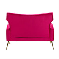 Loveseat Chair, 48" Velvet Upholstered Accent Sofa Banquette Couch with Tufted Back & Metal Legs, 2 Seater Wingback Sofa Chair Settee Bench Sofa for Small Spaces Loft Living Room Bedroom, Fuchsia