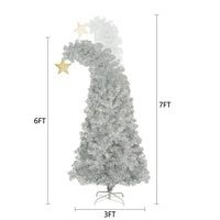6FT Artificial Christmas Tree Bendable Santa Hat Style Christmas Trees with 8 Flashing Ways Colorful LED Lights and 900 Branch Tips Artificial Fir Bent Top Xmas Tree for Home Party Holiday Decoration