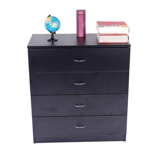 4-Drawer Dresser, Modern Chest with Wide Storage Space Functional Organizer with Particle Board Frame, Suitable for The Bedroom, Living Room, Kid’s Room (Black)
