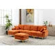 Convertible L-Shaped Sectional Sofa with Movable Ottoman, Upholstered Accent Sofa with 2 Pillows and Golden Metal Legs, Modular Sectional Couch Sets for Living Room Office Apartment, Orange