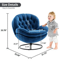 Velvet Swivel Accent Chair with Ottoman Set, Modern Lounge Chair with 360 Degree Swiveling Metal Base & Footrest, Comfy Single Sofa Chair for Living Room Bedroom, Reading Room, Home Office, Blue