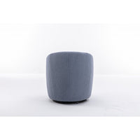 Swivel Accent Chair, Teddy Fabric Accent Armchair Barrel Chair With Black Metal Ring, Upholstered Swivel Vanity Chair, Comfortable Leisure Single Sofa for Living Room, Bedroom, Nursery, Make-up, Blue