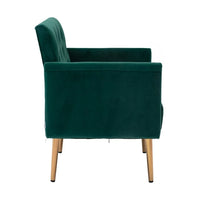 Accent Chair, Modern Velvet Tufted Upholstered Single Sofa Chair with Thick Cushion and Rose Golden Metal Feet, Comfy Leisure Lounge Armchair Reading Chair for Living Room Bedroom Office, Green