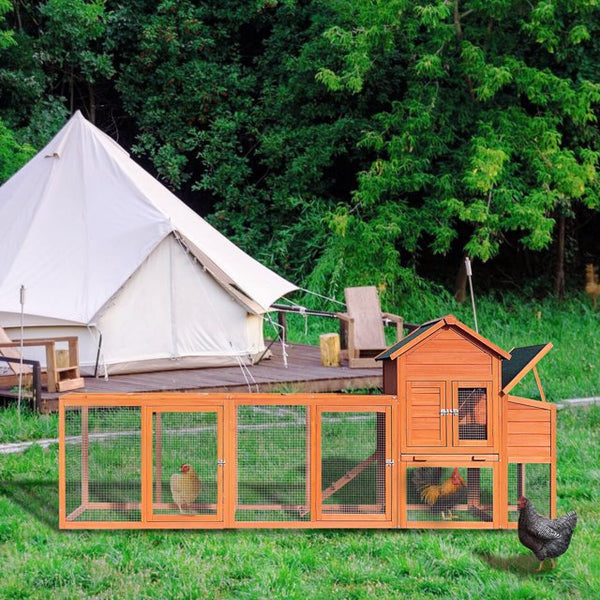 122＂Outdoor Poultry Cage ,Large Wooden Chicken Coop,Outdoor Hen House with Nest Box ,Weatherproof Coops for 6-8 Chickens