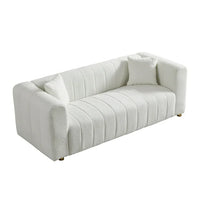 Loveseat Couch, 81.89" Velvet Large Modern Sofa with Gold Metal Legs, 3 Seater Upholstered Sofa Love Seats Furniture, Comfy Couches for Living Room Bedroom Apartment, Easy Cleaning, White