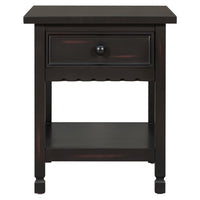 Nightstand with Open Styled Shelf Large Storage Space, Wood Rectangle Side Accent Table Living Room Storage Shelf End Table, Modern Bedside Table with Drawer, End Side Table for Bedroom, Antique Black