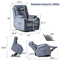 Large Power Lift Recliner Chair for Elderly, Upholstered Anti-skid Cashmere Lift Chair,60°-140° Adjustable Remote Control Recliner Sofa with Padded Seat Backrest & Side Pocket, Light Gray