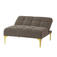 Single Sofa Chair, Convertible Couch Bed Futon, Armless Couches with Gold Metal Legs Teddy Fabric for Living Room Bedroom Apartment Office Small Space (Taupe)