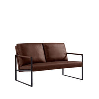 Leather Accent Chair,Modern PU Leather Armchair Loveseat Sofa Chair with Extra-Thick Padded Backrest and Seat Cushion,Living Room Chair with Metal Frame Extra-Large Lounge Chair for Living Room,Brown