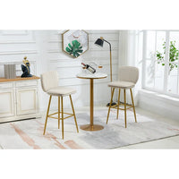 Bar Stools Set of 2, 30" Velvet Counter Height Bar Stools with Back and Footrest,Dining Chairs with Padded Seat Cushion & Gold Metal Legs,Accent Chairs for Kitchen Counter Bistro Pub