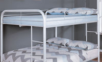 Triple Tree Full Over Full Metal Bunk Bed Contemporary Style With Angled Ladder, White