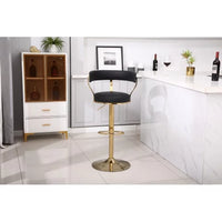 360° Swivel Bar Stool, Height Adjustable PU Leather Bar Chair with Hollow Back, Armless Dining Chairs with Metal Footrest, for Kitchen Island Pub Dining Room,Black