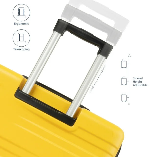 24” Hardshell Luggage, Modern Lightweight Suitcase with 360 Degree Spinner Wheels, TSA Lock, Side Bumper Feet, Expandable ABS Single Luggage for Travel and Storage, Yellow