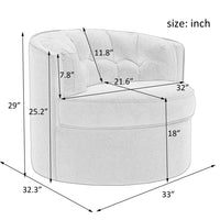 Modern Akili Swivel Accent Chair Barrel Chair, Comfy Tufted Back Fabric Leisure Chair for Bedroom, Living Room, Hotel, Grey