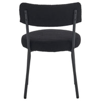 Set of 2 Teddy Fabric Dining Chairs with Curved Back and Metal Legs, Mid-Century Metal Frame Chairs for Kitchen Dining Room, Black